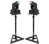 Pack 2 Lyres DMX LED RGB Ibiza Light LMH250-RC 10W Spot - 2 pieds Supports SST02 - Soirée DJ Fête Anniversaire Professionnel Noir
