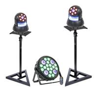 Pack 2 Lyres Ibiza STAR-WASH - 2 Pieds Supports - Projecteur 16x4W RGBW 4-en-1 30W UV PAR - Soirée Anniversaire Club Fête Dj