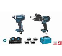 Pack 2 machines 18V + Perceuse Visseuse DHP458 + Visseuse à Choc DTD152 - MAKITA - 4 Batteries 5Ah + Chargeur Double - MakPac - LMK10