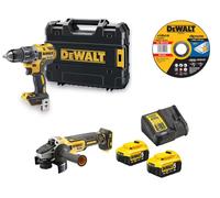 DeWalt kit 18V XR DCD791 + DCG405 - 2x5Ah - Meuleuse 125 mm - Coffret TSTAK