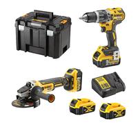 Pack 2 outils 18 V XR (DCD796 + DCG405) + 2 batteries 5 Ah + chargeur + coffret T-STAK DEWALT DCK2080P2T-QW