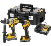 Pack 2 Outils Brushless DEWALT DCK2052H2T-QW XR 18V - Perceuse Percussion DCD999 + Visseuse à Chocs DCF850 + 2 batteries POWERSTACK 5Ah Li-Ion + Mallette TSTAK