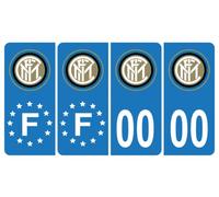 Pack 2 paires Autocollant Stickers Plaque d'immatriculation Premium Inter Milan - Numéro Personnalisé