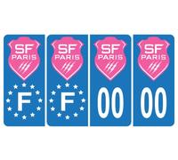 Pack 2 paires Autocollant Stickers Plaque d'immatriculation Premium Stade Français Paris Rugby - Numéro Personnalisé