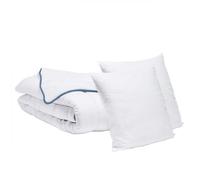 Pack 2 personnes Couette Tempérée 240x260cm + 2 Oreillers 60x60cm Toutes Saisons - Fabriqué en France - BLEU CALIN