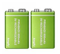 Pack 2 Pile ACCU Batterie 9V Rechargeable 800mAh 6LR61 6F22 NI-MH NIMH | Longue DURÉE & Grande CAPACITÉ | TÉLÉCOMMANDE Micro Robot Jouet Lampe DÉTECTEUR DE FUMÉE Sonnette MULTIMÈTRE ETC... (800mAh)