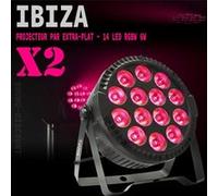 Pack 2 Projecteurs Par Ibiza Light THINPAR-14x6W-RGBW DMX Télécommande LED Extra-plats Soirée Dj Fête Bar Club Discothèque Ambiance
