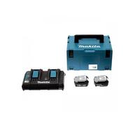 Pack 2 batteries + 1 chargeur double MAKITA 18V Li-Ion 5Ah + coffret MAKPAC 197629-2