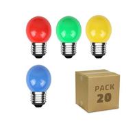 Pack 20 Ampoules Led E27 3w 300 Lm G45 4 Couleurs Multicolore