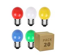 Pack 20 Ampoules Led E27 3w 300 Lm G45 5 Couleurs Multicolore