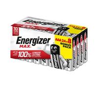 Pack 24 piles alcaline Energizer Max AAA LR03 + 8 offertes