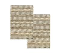 Pack 2x Tapis de Jute Olivia Hamid, 100% Fibre de Jute Naturelle et Laine Blanc, ( Blanc , 40 x 60 cm)