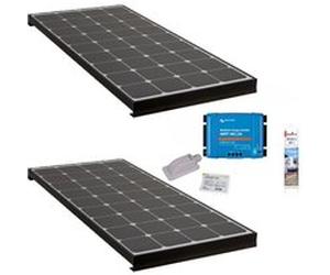 PACK 2xANTARION BLACK BOOSTER 170W Seul Panneau solaire Camping Car + Kit de pose solaire avec Régulateur de Charge G