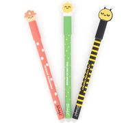 Pack 3 Bo-Bo Daisy, Mushroom And Bee Erasable Pens - Never Stop Dreaming - Ballpoint Pen With Blue Ink