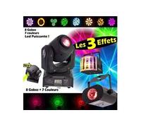 Pack 3 jeux de lumière 1 lyre gobos dmx + 1 waterwave + 1 derby rgb pa dj sono led bar club discotheque