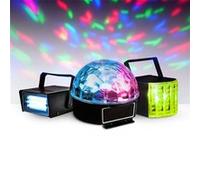 Pack 3 jeux de lumière à LEDs - 1 Mini stroboscope + 1 Dôme ASTRO + 1 effet Derby