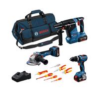 Pack 3 outils 18V (GSB 18V-65 + GWS 18V-11 + GBH 18V-24 C) + Coffret de 7 outils BOSCH