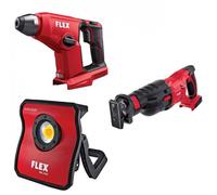 Pack 3 outils 18V - Lampe LED, scie sabre et marteau perforateur FLEX