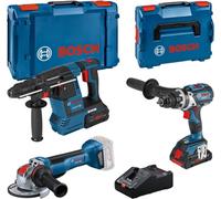 Pack 3 outils 18V - perforateur - perceuse-visseuse - meuleuse - BOSCH - avec 1 batterie 18V 4.0Ah + 1 batterie 8.0Ah - chargeur - L-Boxx - 0615990N2X