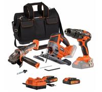 Pack 3 outils - DUAL POWER - 20 V - Meuleuse d'angle + perceuse/visseuse + scie sauteuse - 2 batteries et chargeur - Sac