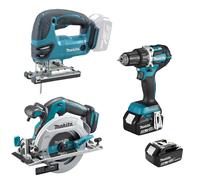 Pack 3 outils MAKITA LOT0379 avec DDF485RTJ + DJV180ZX + DHS680Z et BL1840B