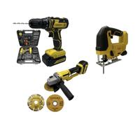 Pack 3 outils Perceuse, Meuleuse, Scie Sauteuse NEMURA 20V + 3 batteries + Chargeur