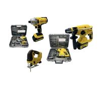 Pack 3 outils Perceuse Visseuse, Marteau Perforateur, Scie Sauteuse NEMURA 20V + 2 batteries + Chargeur