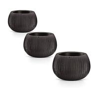 Pack 3 pots PROSPERPLAST BETON Bol en plastique avec rangement en ciment noir, ensemble S Set S
