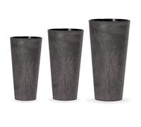 Pack 3 pots PROSPERPLAST TUBUS EFFET SLIM Plastique avec dépôt de couleur anthracite, Set S