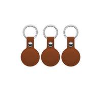 Pack 3 Tracker Porte Clés MiTag Si Cuir Find My Mili Marron