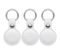 Pack 3 Tracker Porte Clés MiTag Si Cuir Find My Ultra Precis Mili Blanc