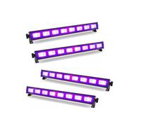 Pack 4 Barres à LED FLUO UV 9x1W se reflète sur tissus blanc