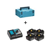 Pack 4 batteries BL1850B 18V 5 Ah + chargeur rapide DC18RC + MAKPAC 2 MAKITA