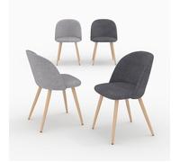 Pack 4 chaises en tissu gris foncé et gris clair - Cozy - Maison Pavane