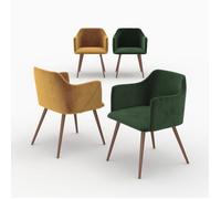 Pack 4 chaises en velours jaune et vert - Daisy - Maison Pavane
