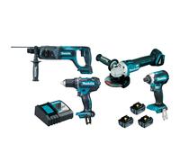 Pack 4 machines 18 V Li-Ion batterie 5 Ah DGA504 + DDF482 + DHR241 + DTD153 - MAKITA - DLX4080TX1