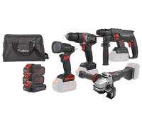 Pack 4 outils 18 V KT40C5 (DD18-60 + HX18-22 + GX18-8 + LI18-400) + 2 batteries 5 Ah + 1 batterie 2 Ah + chargeur rapide + sac de transport HANGER 408201