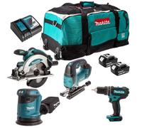 Pack 4 outils 18V (2x5.0 Ah) dans un sac à roulettes - MAKITA DLXCBO036