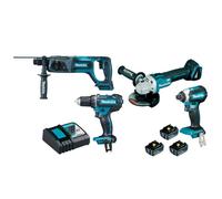 Pack 4 machines 18 V Li-Ion batterie 5 Ah DGA504 + DDF482 + DHR241 + DTD153 - MAKITA - DLX4080TX1