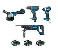Pack 4 machines 18 V Li-Ion batterie 5 Ah DGA504 + DDF482 + DHR241 + DTD153 - MAKITA - DLX4080TX1