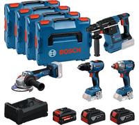 Pack 4 outils 18V (GSR65+GDX285+GBH26+GWS11) + 3 batteries (2x5Ah+1x5,5GBA) + chargeur en coffret BOSCH 0615A500BJ