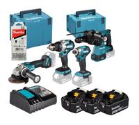 Combopack 4 outils 18V (3x5.0 Ah) (DDF489 + DTD173 + DGA504 + DHR243) - MAKITA DLX4196JX1