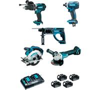 Makita Pack 5 outils DLX5039PTJ – 18V Li‑ion – 4 x 5 Ah + chargeur rapide