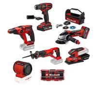 Pack 5 machines 18V + 1 offerte + batteries + sac de transport + coffret d accessoires EINHELL