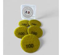 Pack 5 Mini Pads Nid d’Abeille Diamantés Grain 100 - Ø 50 mm | Polissage Carrelage, Grès Cérame, Marbre, Granite - Outillage Carreleur 2.0