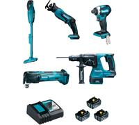 Makita Pack 5 outils 18V DTD154/DHR243/DTM51/DJR183/DCL180 + 3 batteries 5.0Ah Chargeur DLX5045TJ