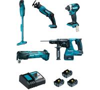 Makita Pack 5 outils 18V DTD154/DHR243/DTM51/DJR183/DCL180 + 3 batteries 5.0Ah Chargeur DLX5045TJ