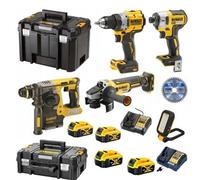 PACK 5 OUTILS DEWALT ,4 batteries 5Ah 18v,2 chargeurs + disque.DCD800/DCF887/DCH273/DCG405/DCL182-XJ
