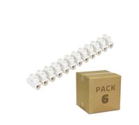 Pack 6 Dominos de Connexion Électrique 12 Plots Blanc 6 mm²