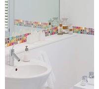 Pack 6 stickers adhésifs frises carrelages | Autocollant Frises Mosaïque Carreaux de ciment - CATARINA - 6 frises de 10 x 60 cm